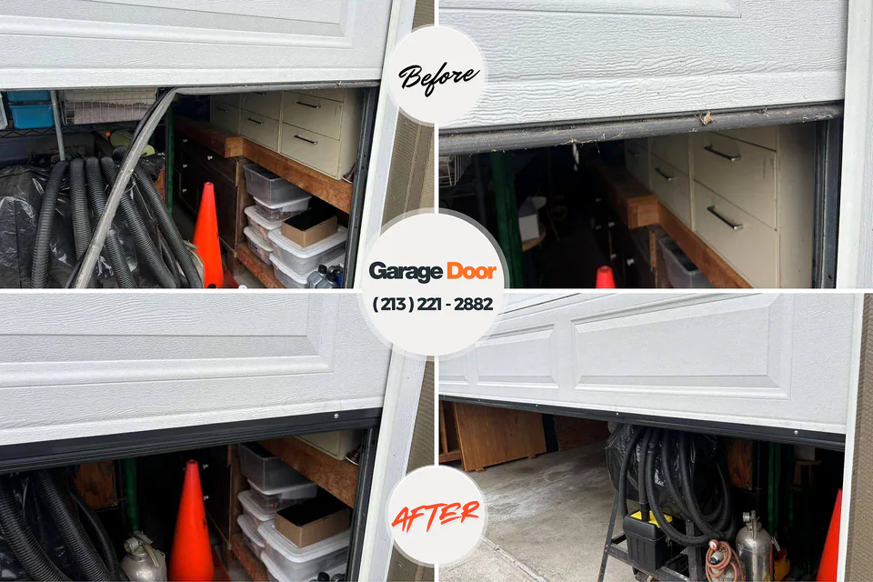 Before and after: garage door repair Chapel Hill, TN